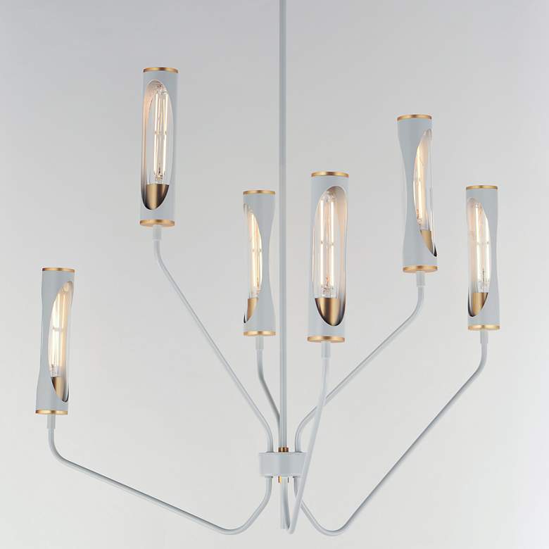 Image 2 Maxim Regent 36" Wide Light French Gray/Natural Aged Brass 6-Light Pen more views