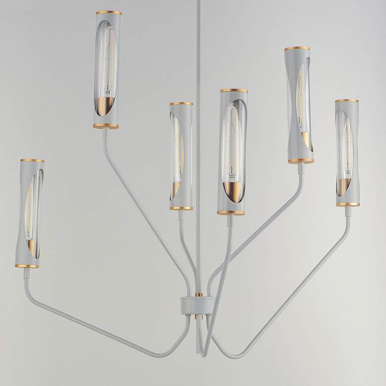 Image 3 Maxim Regent 36" Wide Light French Gray/Natural Aged Brass 6-Light Pen more views