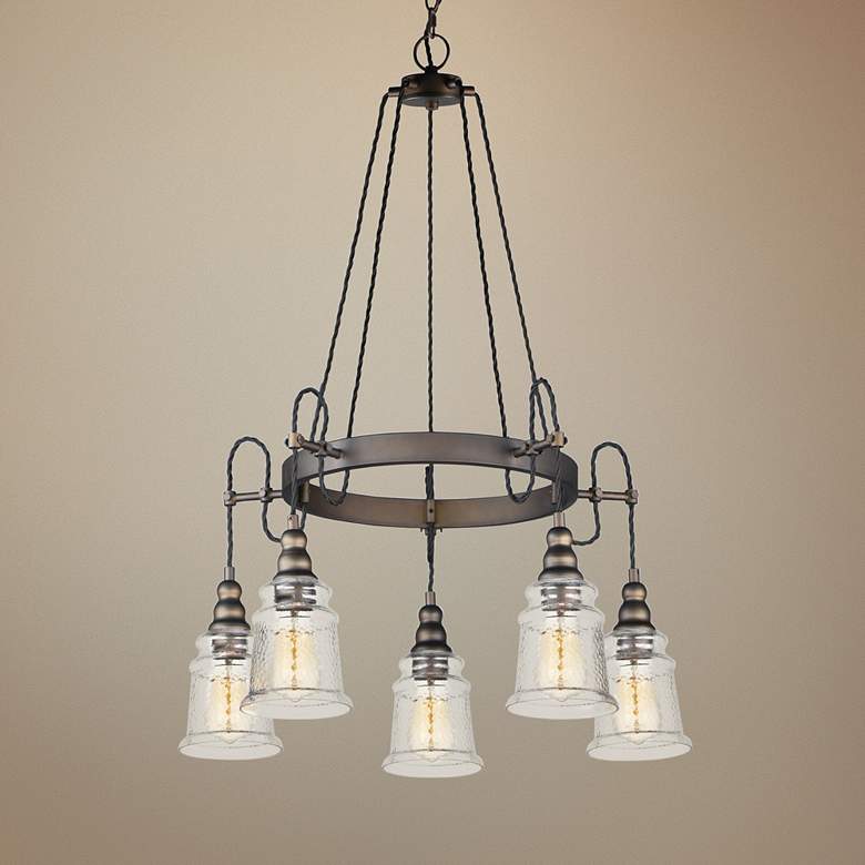 Image 1 Maxim Revival 26 1/2 inch Wide Oil-Rubbed Bronze 5-Light Pendant