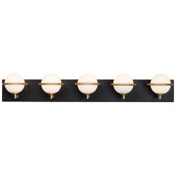 Maxim Revolve 34 1/4"W Black and Gold 5-Light LED Bath Light