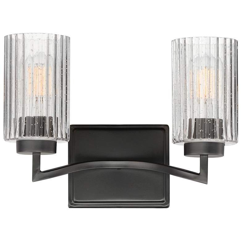 Image 1 Maxim Rigata 13 3/4" Wide Blakc 2-Light Wall Sconce