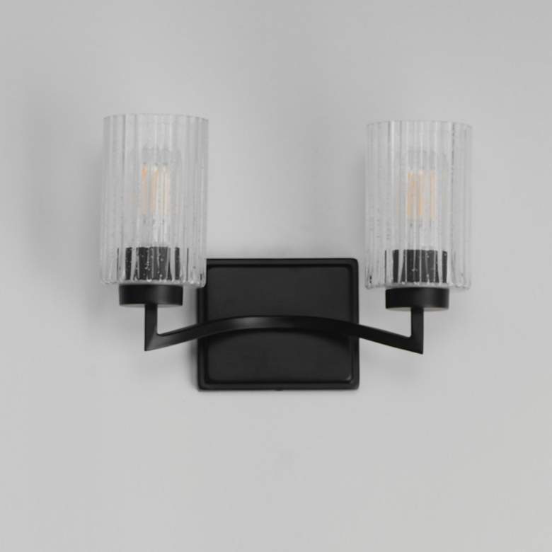 Image 2 Maxim Rigata 13 3/4" Wide Blakc 2-Light Wall Sconce more views