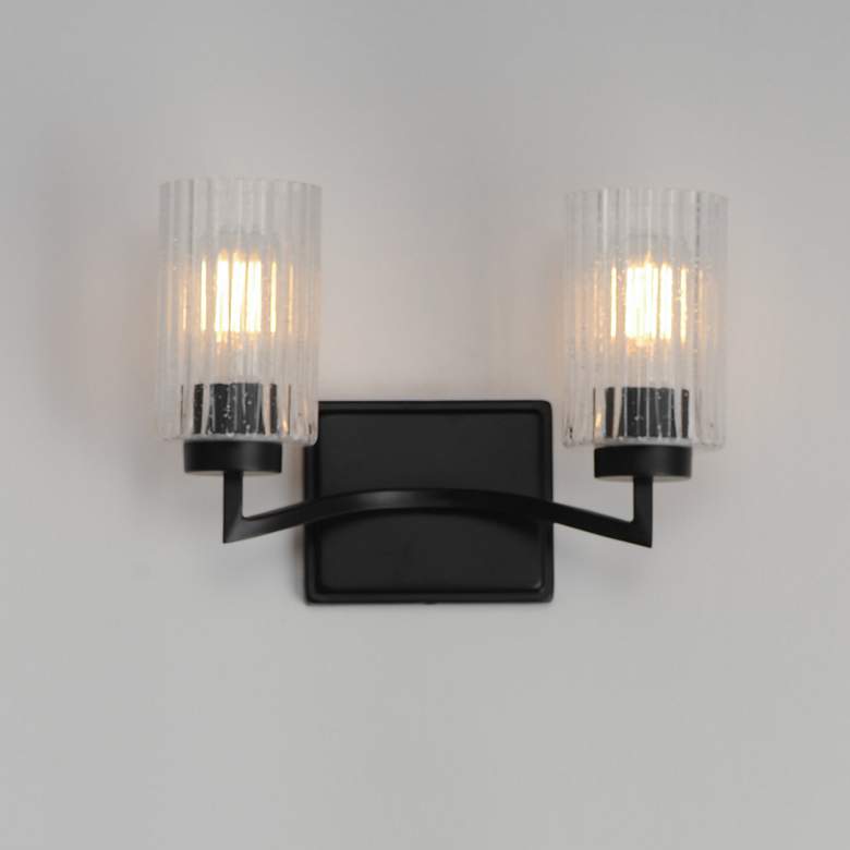 Image 3 Maxim Rigata 13 3/4" Wide Blakc 2-Light Wall Sconce more views