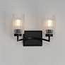 3_Maxim Rigata 13 3/4" Wide Blakc 2-Light Wall Sconce more views