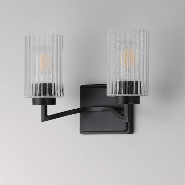 Image 4 Maxim Rigata 13 3/4" Wide Blakc 2-Light Wall Sconce more views