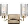 1_Maxim Rigata 13 3/4" Wide Satin Champagne 2-Light Wall Sconce