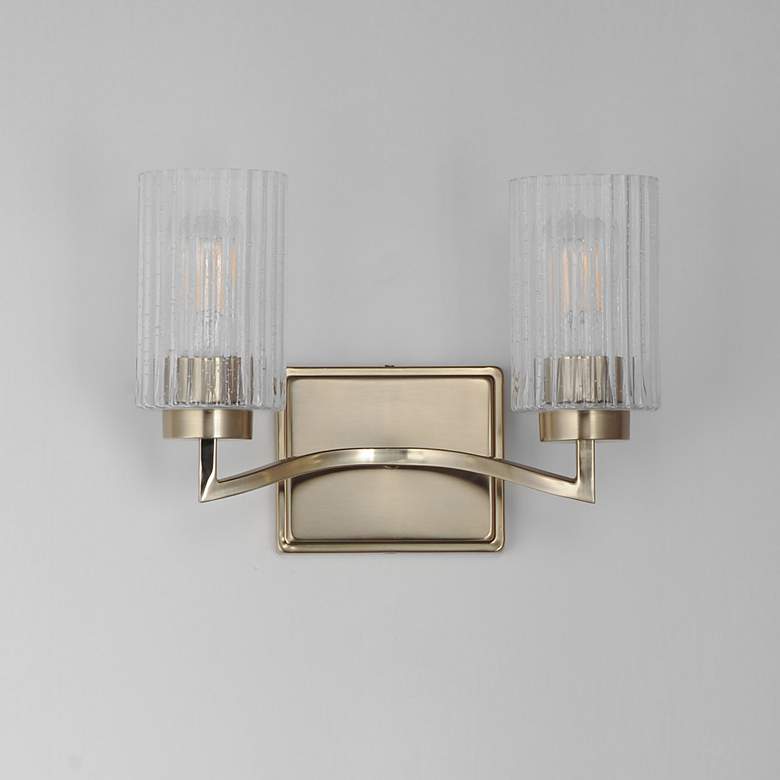 Image 2 Maxim Rigata 13 3/4" Wide Satin Champagne 2-Light Wall Sconce more views