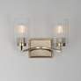3_Maxim Rigata 13 3/4" Wide Satin Champagne 2-Light Wall Sconce more views