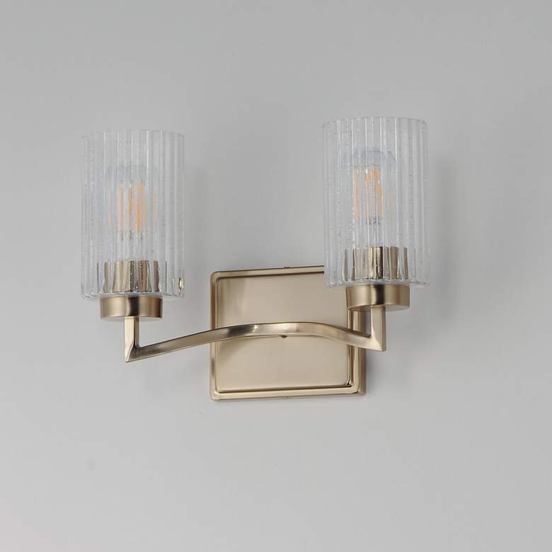 Image 4 Maxim Rigata 13 3/4" Wide Satin Champagne 2-Light Wall Sconce more views