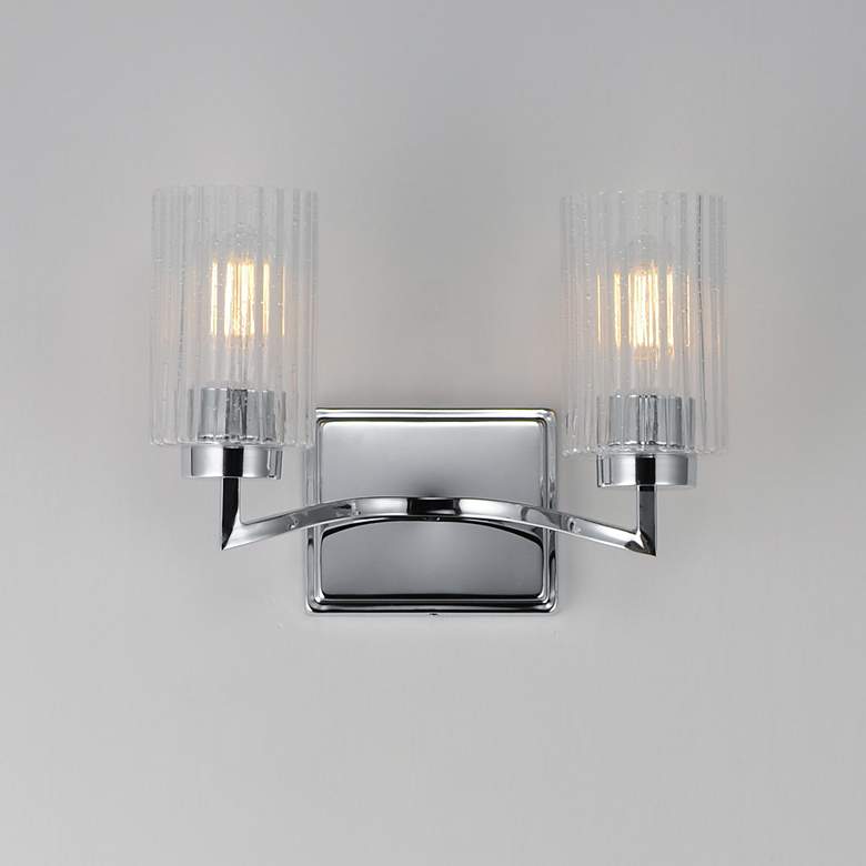 Image 3 Maxim Rigata 9 1/4" High Polished Nickel 2-Light Wall Sconce more views