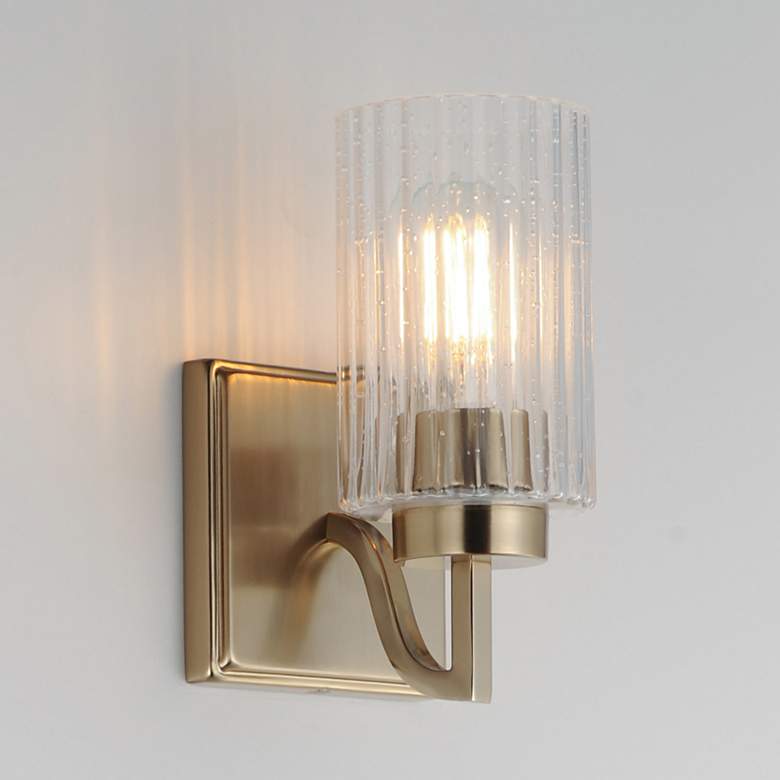 Image 1 Maxim Rigata 9" High Satin Champagne Wall Sconce