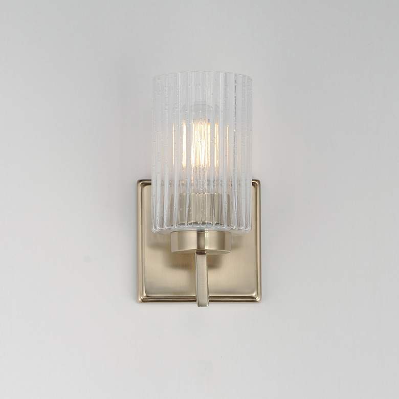 Image 4 Maxim Rigata 9" High Satin Champagne Wall Sconce more views