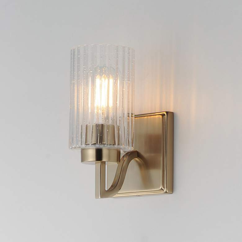 Image 5 Maxim Rigata 9" High Satin Champagne Wall Sconce more views