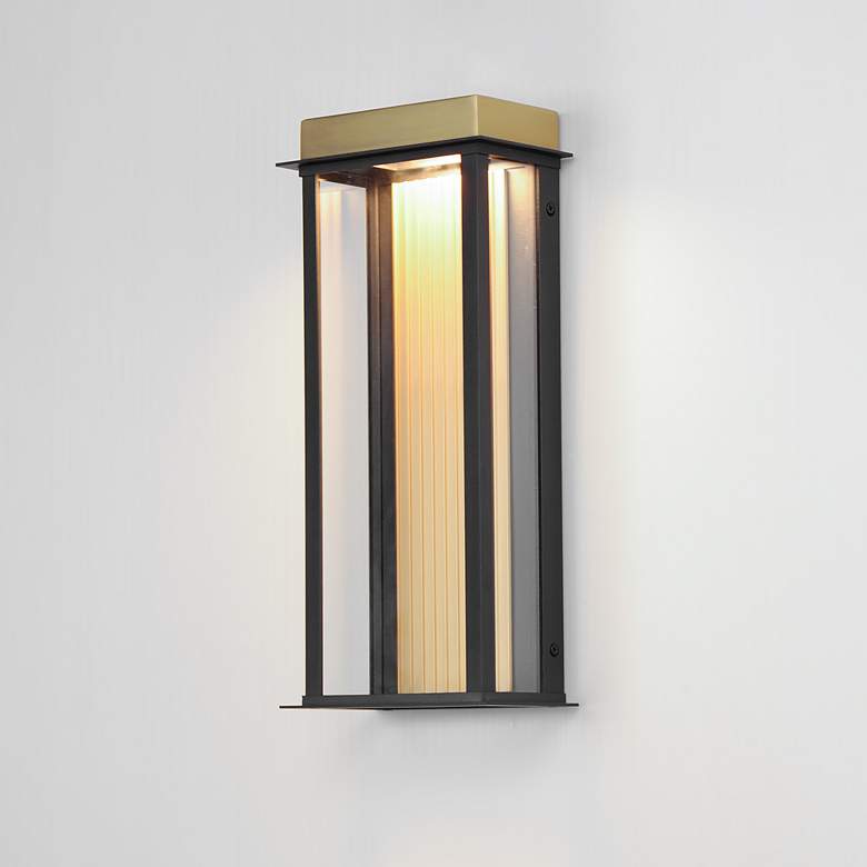 Image 1 Maxim Rincon 16" High Black and Gold Outdoor LED Wall Light