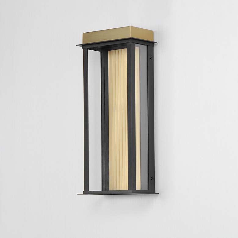 Image 3 Maxim Rincon 16" High Black and Gold Outdoor LED Wall Light more views