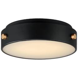 Maxim Rivet 12" Wide Modern Black LED Disc Outdoor Ceiling Light