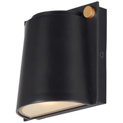 Maxim Rivet 5 1/2"H Black and Brass LED Outdoor Wall Light