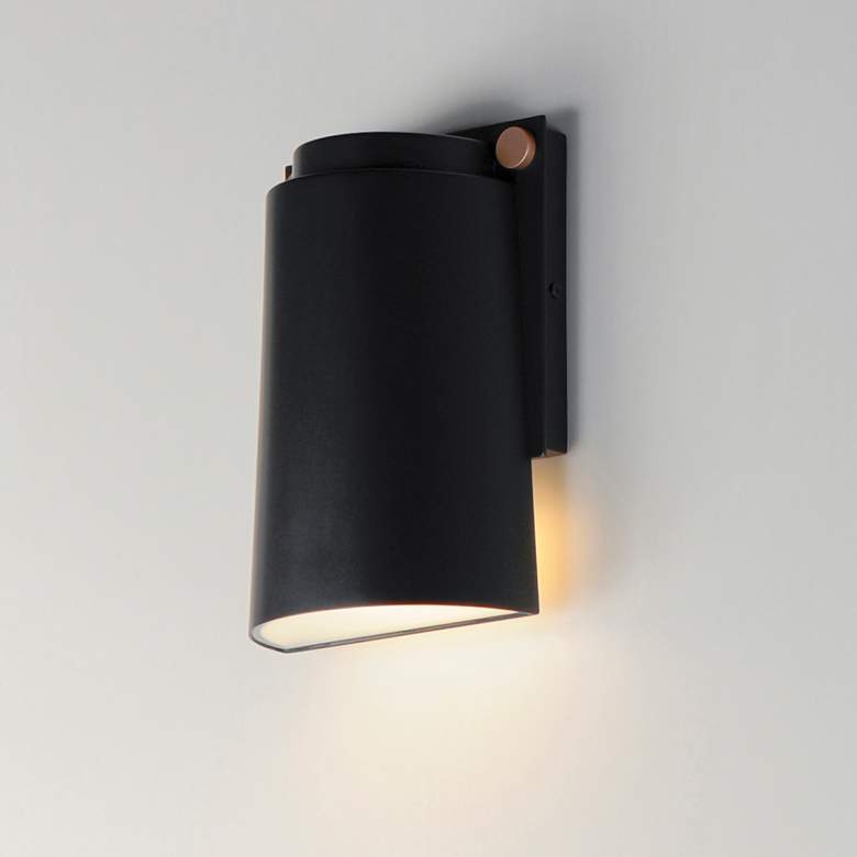 Image 1 Maxim Rivet 9 1/2"H Black and Brass LED Outdoor Wall Light