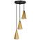 Maxim Rizzo 14" Wide Black/Antique Brass 3-Light Pendant