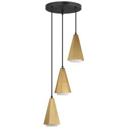 Maxim Rizzo 14" Wide Black/Antique Brass 3-Light Pendant