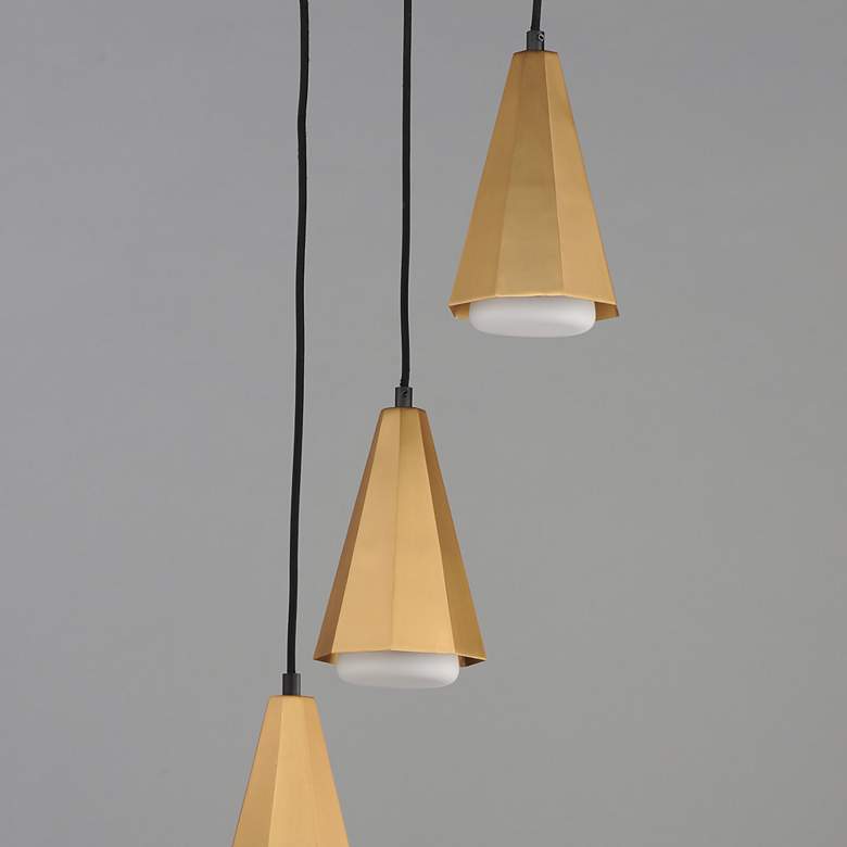Image 3 Maxim Rizzo 14" Wide Black/Antique Brass 3-Light Pendant more views