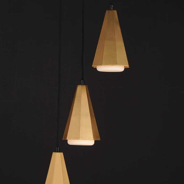 Image 4 Maxim Rizzo 14" Wide Black/Antique Brass 3-Light Pendant more views