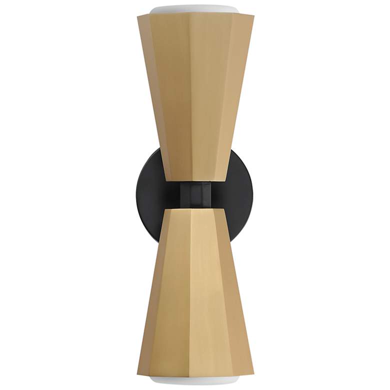 Image 1 Maxim Rizzo 16" High Black/Antique Brass 2-Light Wall Sconce
