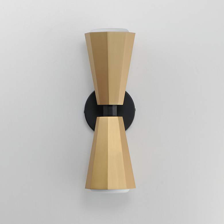 Image 2 Maxim Rizzo 16" High Black/Antique Brass 2-Light Wall Sconce more views