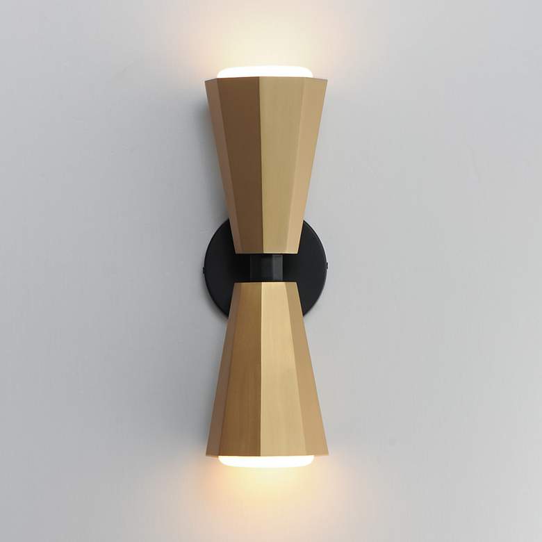 Image 3 Maxim Rizzo 16" High Black/Antique Brass 2-Light Wall Sconce more views