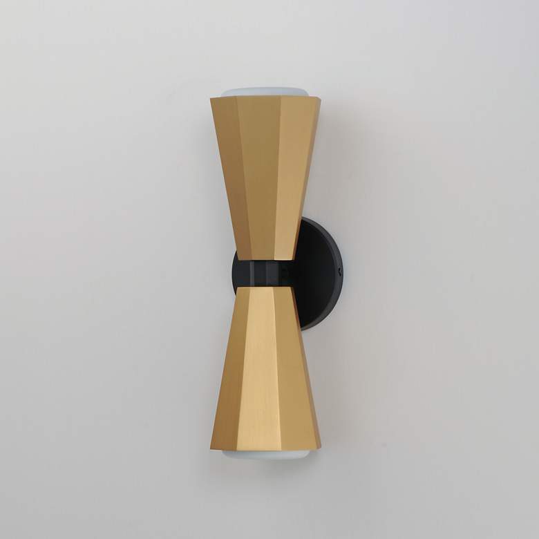Image 4 Maxim Rizzo 16" High Black/Antique Brass 2-Light Wall Sconce more views