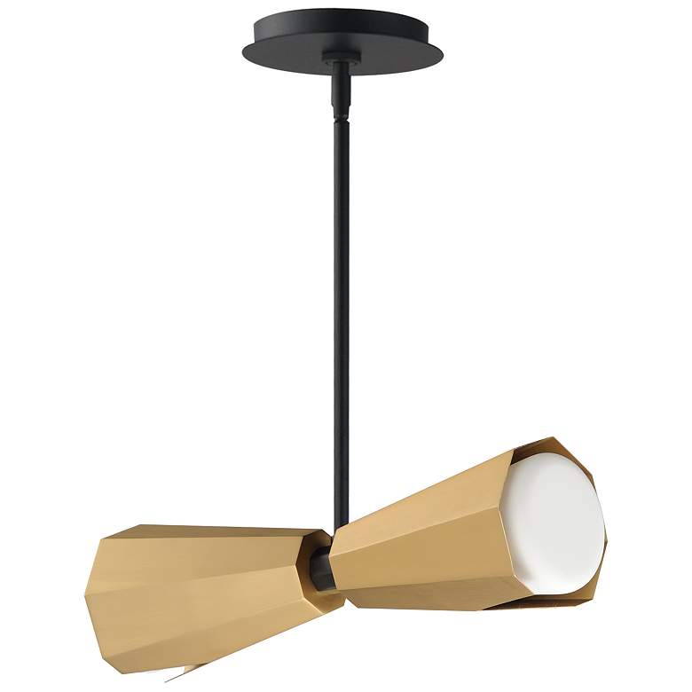Image 1 Maxim Rizzo 16" Wide Black/Antique Brass 2-Light Pendant