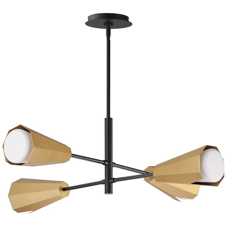 Image 1 Maxim Rizzo 33" Black/Antique Brass 4-Light Chandelier