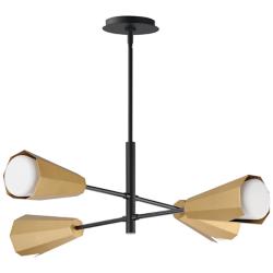Maxim Rizzo 33" Black/Antique Brass 4-Light Chandelier