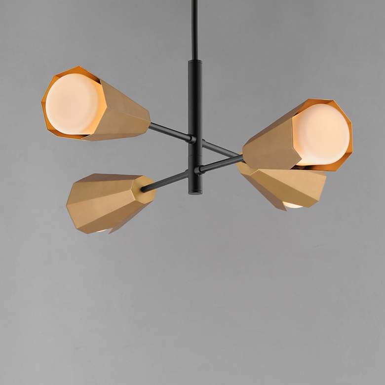 Image 2 Maxim Rizzo 33" Black/Antique Brass 4-Light Chandelier more views