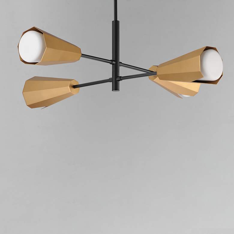 Image 3 Maxim Rizzo 33" Black/Antique Brass 4-Light Chandelier more views