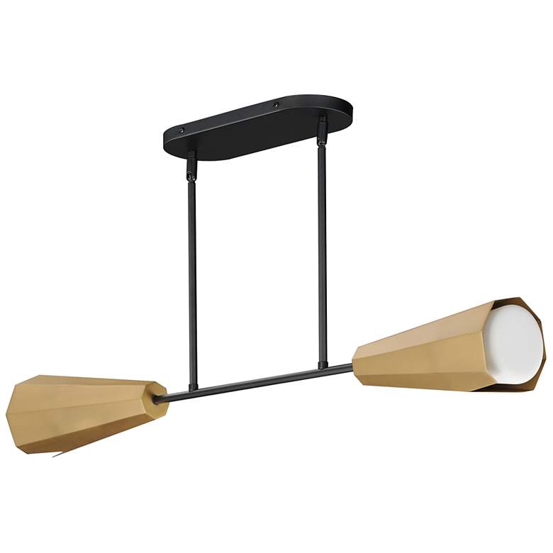 Image 1 Maxim Rizzo 37" Black/Antique Brass Linear Pendant