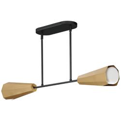 Maxim Rizzo 37" Black/Antique Brass Linear Pendant