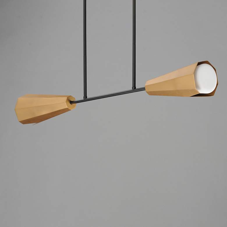Image 3 Maxim Rizzo 37" Black/Antique Brass Linear Pendant more views