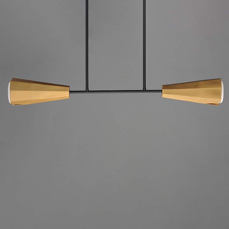 Image 4 Maxim Rizzo 37" Black/Antique Brass Linear Pendant more views
