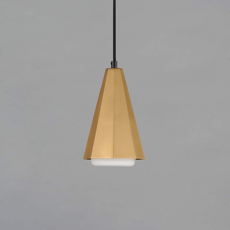 Image 2 Maxim Rizzo 5 3/4" Wide Black/Antique Brass Single Pendant more views