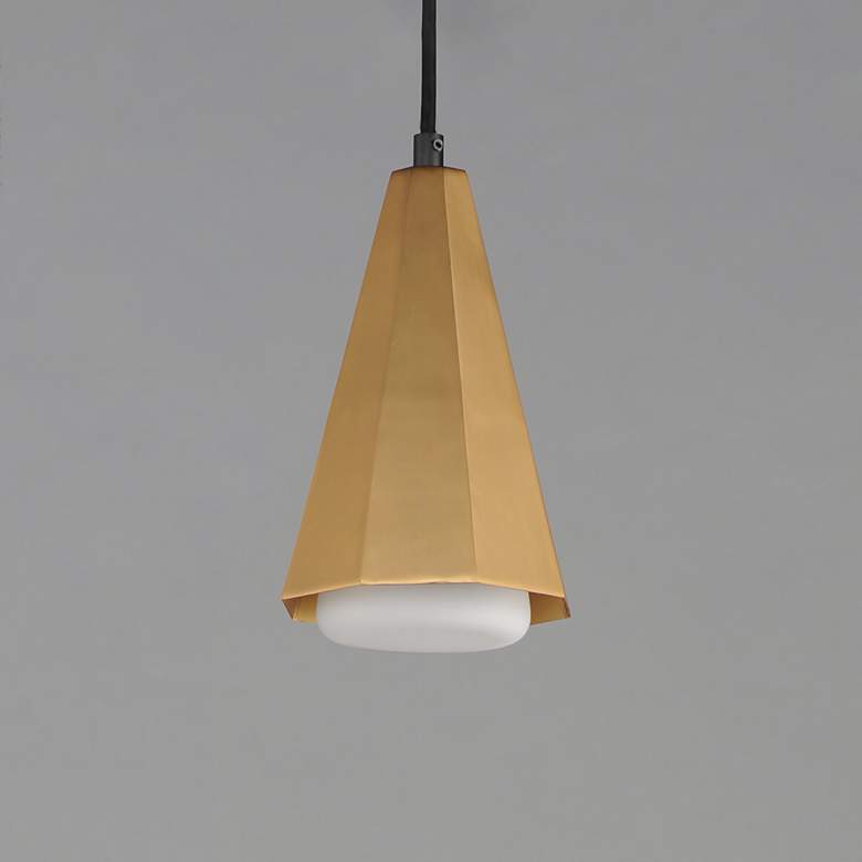 Image 3 Maxim Rizzo 5 3/4" Wide Black/Antique Brass Single Pendant more views