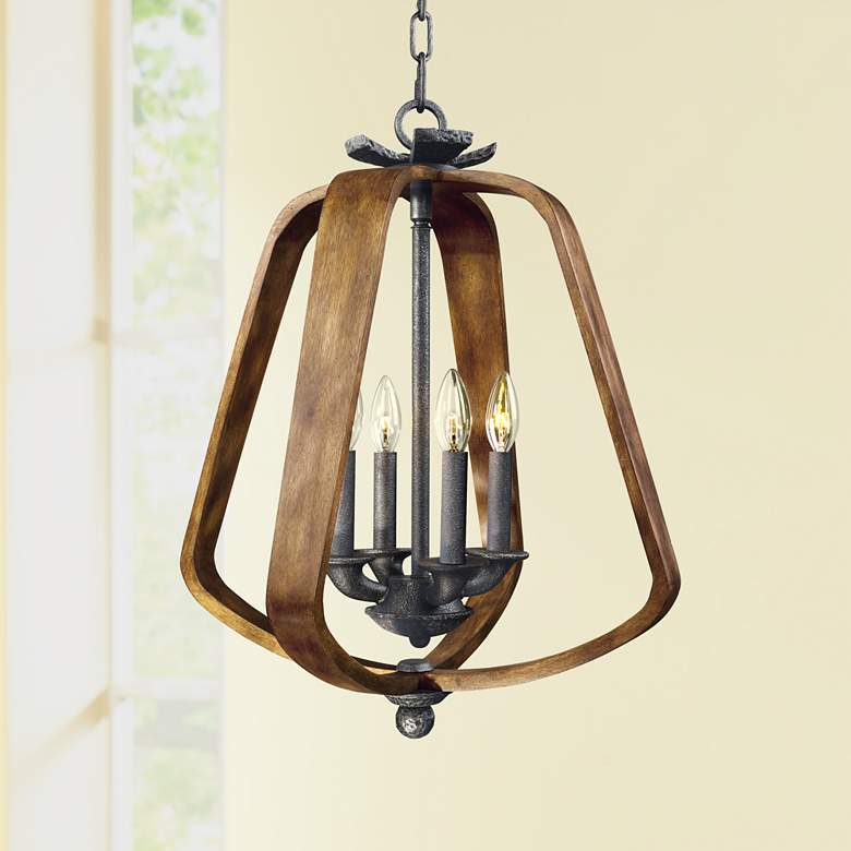Image 1 Maxim Road House 19" Wide Barn Wood/Iron Ore Pendant Light