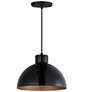 1_Maxim Rockport 12" Wide Hammered Black Dome Mini Pendant