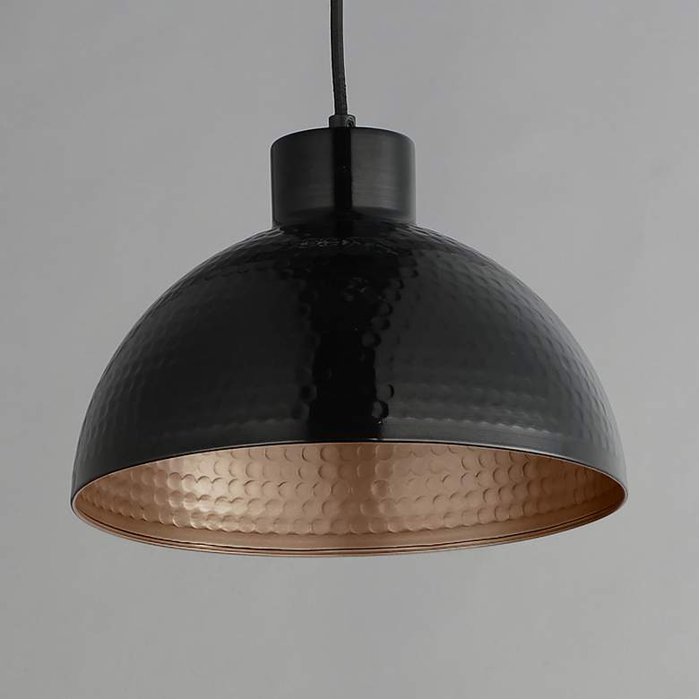 Image 2 Maxim Rockport 12" Wide Hammered Black Dome Mini Pendant more views
