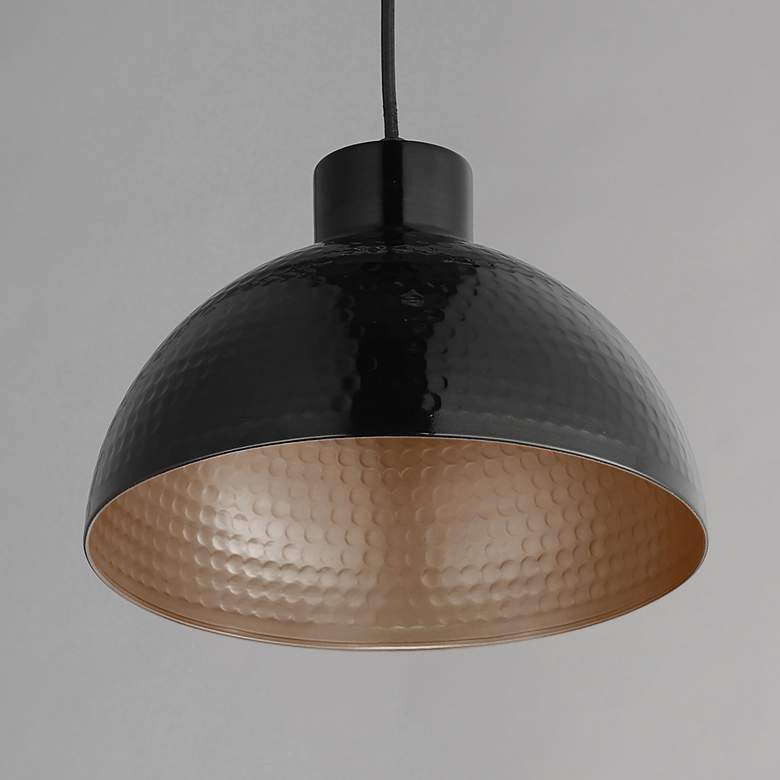 Image 3 Maxim Rockport 12" Wide Hammered Black Dome Mini Pendant more views