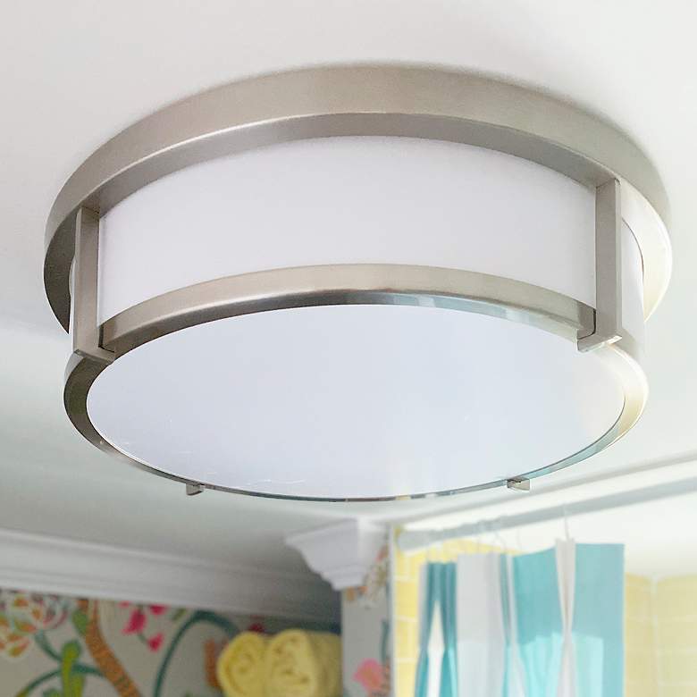Image 1 Maxim Rogue 13" Wide Satin Nickel Ceiling Light