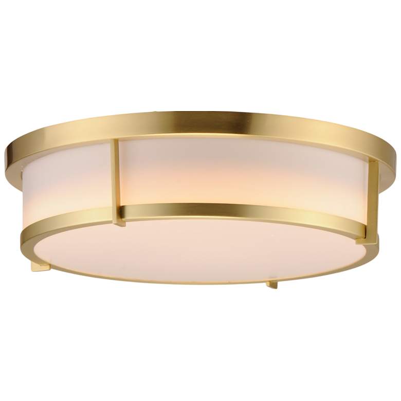 Image 3 Maxim Rogue 13" Wide White Shade Satin Brass Ceiling Light more views