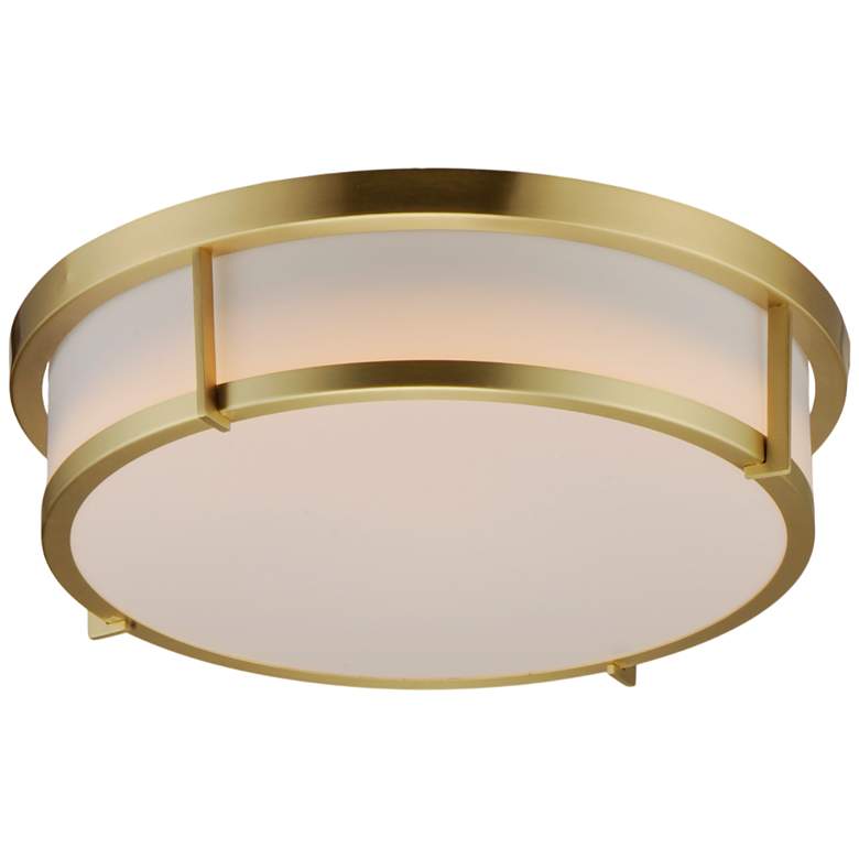 Image 5 Maxim Rogue 13" Wide White Shade Satin Brass Ceiling Light more views