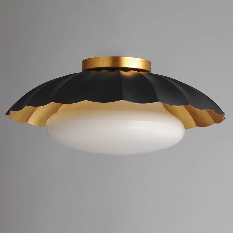 Image 3 Maxim Rogue 16" Wide Black and Gold Leaf Ceiling Light more views