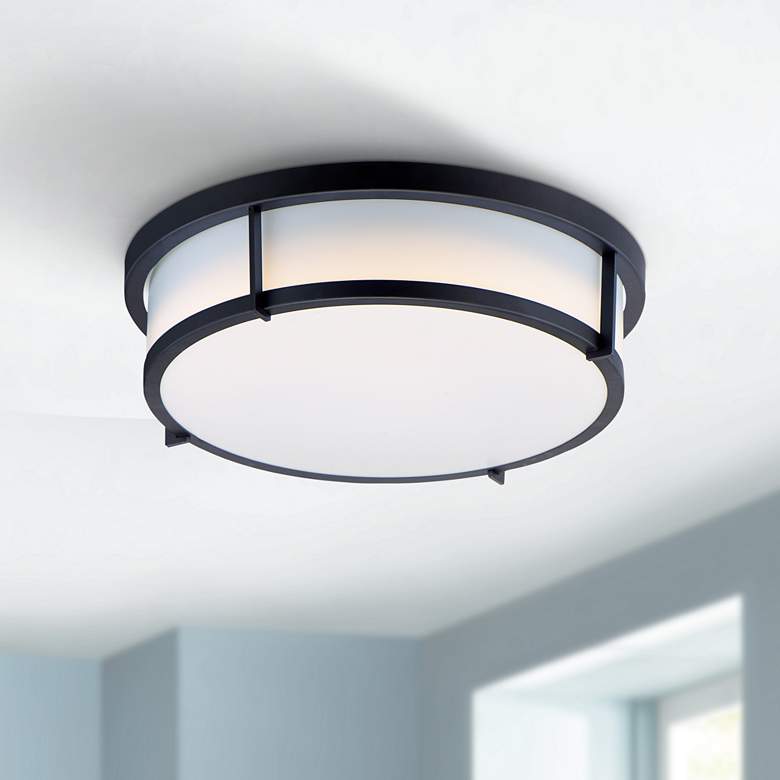 Image 1 Maxim Rogue 17 inch Wide Black LED Ceiling Light